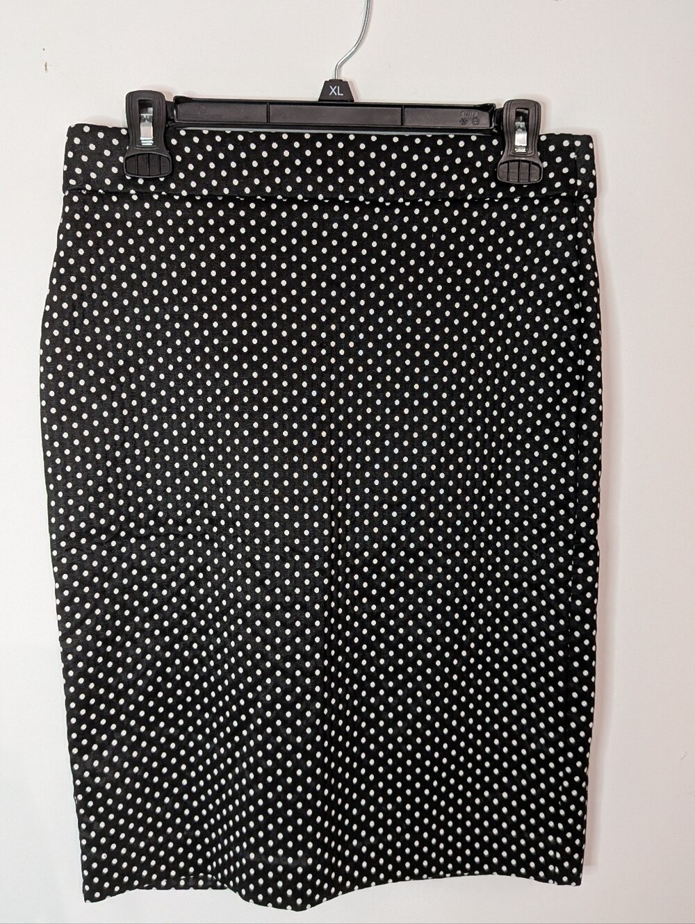 Elle Black Pencil Skirt with White Polka Dot Pattern